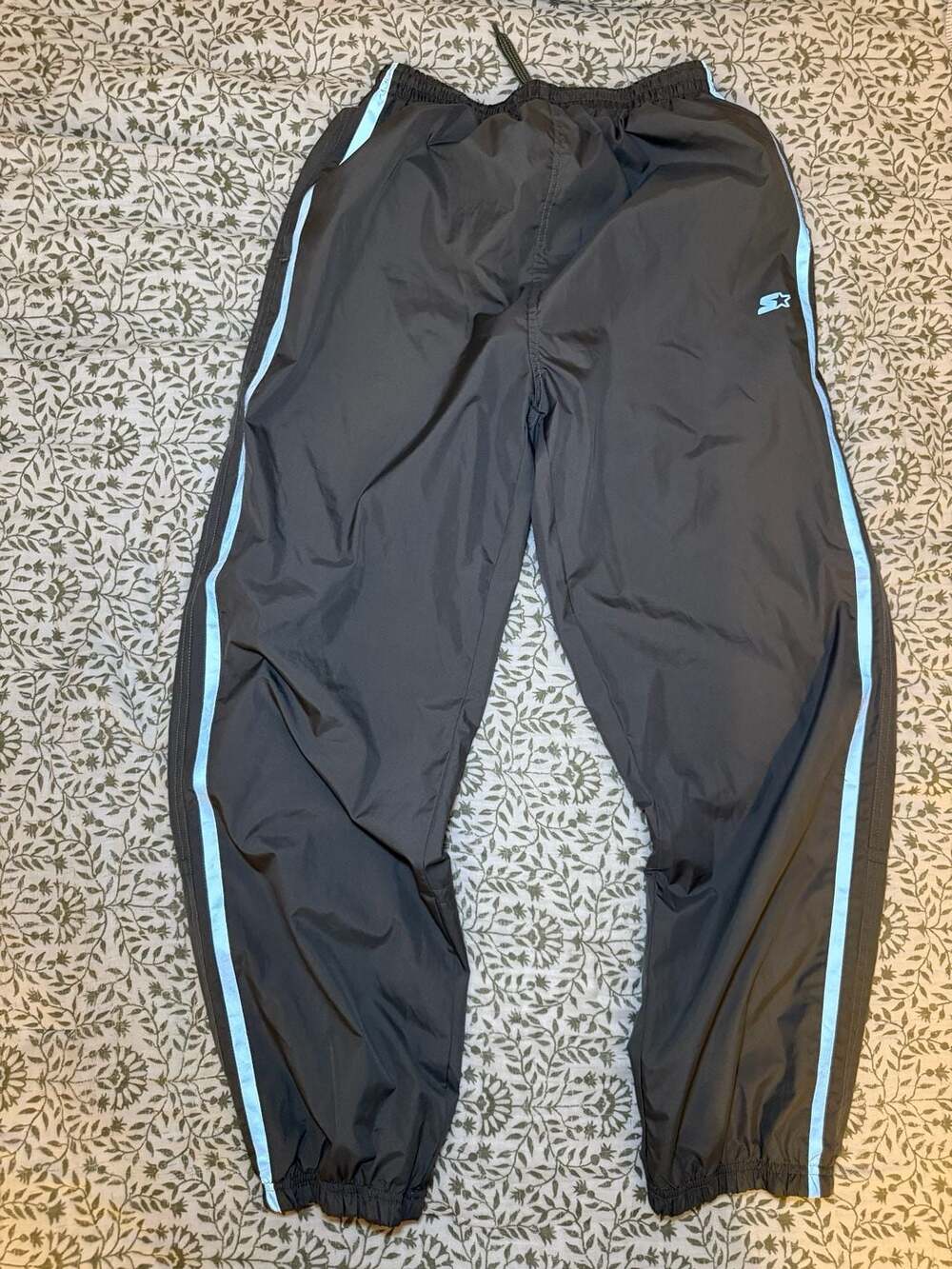 Starter Mens Nylon Track Pants Size M Gray Cleat SR9076
